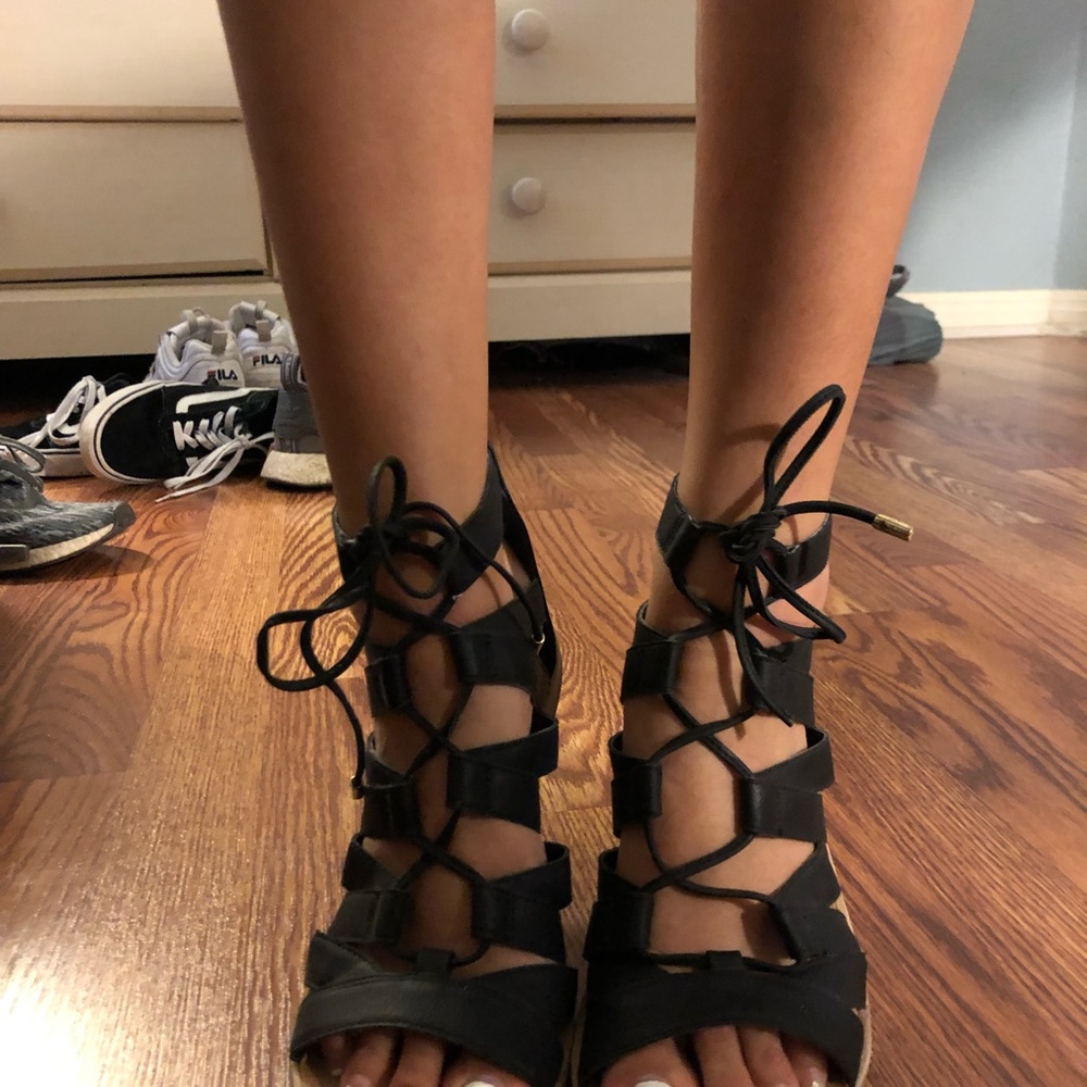 black gladiator sandals